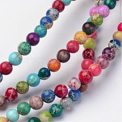 Fili di perle di diaspro imperiale naturale, tondo, tinto, colorato, 4mm, Foro: 1 mm, circa 90pcs/filo, 15.2 pollice