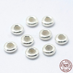 925 Sterling Silber Perlen, mit Gummi, Slider Stopper Perlen, Rondell, Silber, 5x2 mm, Bohrung: 2 mm