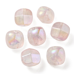 Placage uv perles acryliques transparentes lumineuses, brillent dans le noir, demi-rond, rose brumeuse, 19x19x15mm, Trou: 3.5mm