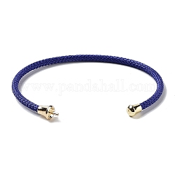 Fabrication de bracelet manchette en acier inoxydable, avec accessoire en laiton de ton doré, pour la moitié de perles percées, bleu moyen, diamètre intérieur: 1-3/4x2-3/8 pouce (4.6x6 cm), pin: 1 mm