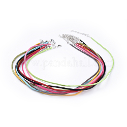 Faux Suede Necklace Cord, with Platinum Color Iron Lobster Clasps and Iron Chains, Mixed Color, 450x2.5x2mm