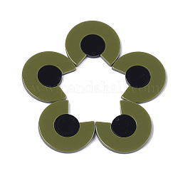 Pendenti in cellulosa acetato (resina), grande semicerchio, verde oliva scuro, 33.5x37.5x3.5mm, Foro: 1.5 mm