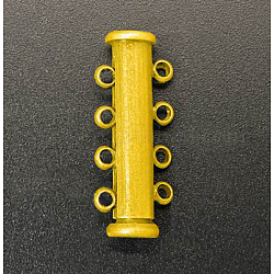 4-hebras cierres de cierre deslizante de latón, cierres de peyote, para multi-hilo de joyas, 8 agujeros, dorado, 25x10x5mm, agujero: 2 mm