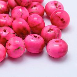 Abalorios de acrílico, aerosol pintado, tambor, de color rosa oscuro, 14x11mm, Agujero: 1.5 mm, aproximamente 380 unidades / 500 g