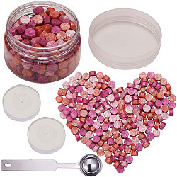 CRASPIRE 210PCS Wax Seal Beads, Mixed Color Octagon Sealing Wax Beads Kit Red Tone Packed in Can 9mm Wax Seal with 2Pcs White Tea Candles 1 PC Metal Wax Melting Spoon for Letter Greeting Card Seal