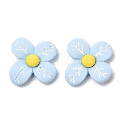 Accessoires cabochons en résine opaque, fleur, lumière bleu ciel, 19x18.5x5.5mm