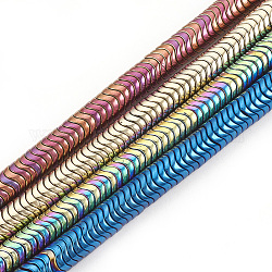 Electroplate Non-magnetic Synthetic Hematite Beads Strands, Wavy, Flat Round, Mixed Color, 6x2mm, Hole: 1mm, about 280pcs/strand, 16.1 inch