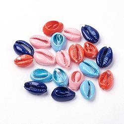 Shell perle naturali, tinto, shell ciprea, colore misto, 15~19x10~13x6~7mm, Foro: 1~3 mm