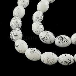 Chapelets de perles en verre drawbench peint, ovale, blanc, 13.5~14x10~10.5mm, Trou: 1.5mm, Environ 57 pcs/chapelet, 31.4 pouce