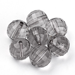 Transparente Acryl Perlen, facettiert, Runde, lichtgrau, 29x29 mm, Bohrung: 3.8 mm, ca. 34 Stk. / 500 g