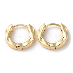 Brass Textured Hoop Earrings, Long-Lasting Plated, Lead Free & Cadmium Free, Real 18K Gold Plated, 16.5x18x4mm