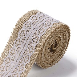 Cinta de arpillera, cinta de arpillera, cinta de yute, con encajes, para la fabricación de la joya, blanco, 1-1/2 pulgada (38 mm), aproximamente 2 m / rollo, 24 rollos / bolsa