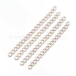 Recubrimiento de iones (ip) 304 extensor de cadenas de bordillo de acero inoxidable, oro rosa, 25mm, link: 3x1.6x0.4 mm