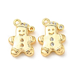 Brass Micro Pave Cubic Zirconia Charms, Human, Real 18K Gold Plated, 12.5x9x3mm, Hole: 1mm