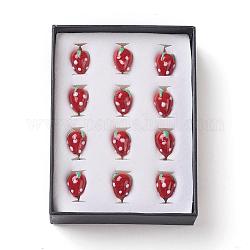 Perles au chalumeau à la main à la fraise, rouge, 16x11mm, Trou: 2mm