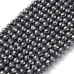 Fili di perline di pietra terahertz, sfaccettato, tondo, 3mm, Foro: 0.7 mm, circa 124pcs/filo, 15.55 pollice (39.5 cm)