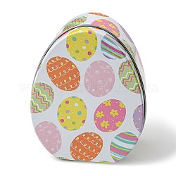 Пасхальная тема, мультяшная жесть, подарочная коробка, коробка конфет в форме яйца, ящик для хранения яичных узоров, серый, 8.9x11.4x4.4 см
