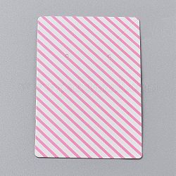 Cardboard Jewelry Display Cards, for Hanging Earring & Necklace Display, Rectangle, Pink, Stripe Pattern, 9x6x0.05cm, Hole: 0.2cm, 100pcs/bag