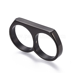 304 палец кольца из нержавеющей стали, двойного кольца, металлический черный, Размер 7~12, 17~21.5 мм