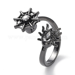 Anelli per polsini rotanti con zirconi trasparenti, anelli per le dita della ragnatela di halloween, nero, diametro interno: 17mm