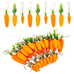 Globleland 45pcs 3 estilo flocado espuma colgante decoración, vegetales artificiales, para la Pascua, zanahoria, naranja oscuro, 117~187x2mm