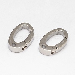 Oval 304 Stainless Steel Keychain Clasp Findings Finding, Snap Clasps, Stainless Steel Color, 15x9x3mm, Hole: 1.5mm