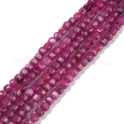 Perles de rubis / corindon rouge naturelles, facette, cube, 2.5x2.5x2.5mm, Trou: 0.5mm, Environ 186~188 pcs/chapelet, 15.16~15.35 pouce (38.5~39 cm)