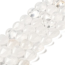 Chapelets de perles en cristal de quartz naturel, perles de cristal de roche, cœur, 10x10.5~11x5mm, Trou: 1.2mm, Environ 40 pcs/chapelet, 15.35'' (39 cm)