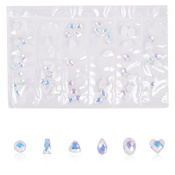 Resin Rhinestone Nail Art Decoration Accessories, Mixed Shape, Clear AB, 5~8x3.5~6x2~2.5mm, about 60pcs/bag