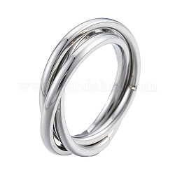 201 anello da dito incrociato triplo in acciaio inossidabile per donna, colore acciaio inossidabile, diametro interno: 17mm