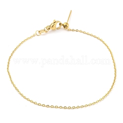 304 Edelstahl-Kabelketten-Armband für Damen mit verstellbarer Struktur und Perlen, golden, 21.4x0.2 cm