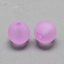 Transparenten Acryl-Kugel Perlen, bereift Stil, Runde, Pflaume, 6 mm, Bohrung: 1 mm, ca. 4200 Stk. / 500 g