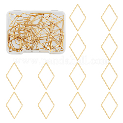 Dicosmetic 50pcs 201 anillos de unión de acero inoxidable, rombo, dorado, 26x16x1mm