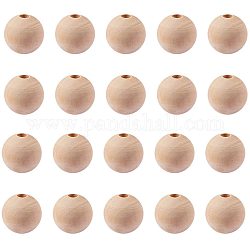 PandaHall 100 Pcs Natural Round Wood Beads Wooden Loose Spacer Beads Diameter 25mm Lead Free For Jewelry Making DIY Handmade Craft