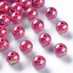 Perles acryliques opaques, de couleur plaquée ab , ronde, camélia, 12x11mm, Trou: 2.5mm, environ 566 pcs/500 g