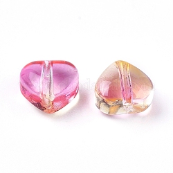 Perles en verre electroplate, cœur, flamant, 5.5x6x3.7mm, Trou: 0.8mm