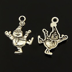 Alloy Pendants, for Christmas, Nickel Free and Lead Free, Snowman, Antique Silver, 30x21x3mm, Hole: 3mm