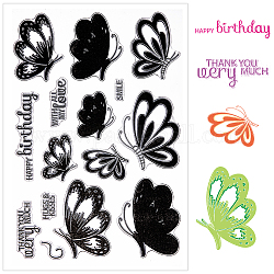 Clear Silicone Stamps, for DIY Scrapbooking, Photo Album Decorative, Cards Making, Butterfly, 110x160x3mm