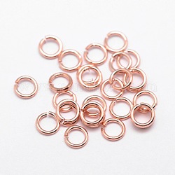 Brass Jump Rings, Open Jump Rings, Cadmium Free & Nickel Free & Lead Free, Real Rose Gold Plated, 23 Gauge, 4x0.6mm, Inner Diameter: 2mm