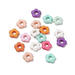 Opaques cadres de perles acryliques, fleur, couleur mixte, 14x14.5x3.5mm, Trou: 1.5mm, 1240 pcs / 500 g