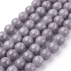 Chapelets de perles en jade Mashan naturel, teinte, ronde, grises , 10mm, Trou: 1.2mm, Environ 42 pcs/chapelet, 16 pouce