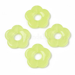 Perles en acrylique de gelée d'imitation, fleur, jaune vert, 25.5x26x5mm, Trou: 1.6mm, environ 240 pcs/500 g