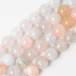 Cordes de perles de calcédoine naturelles, teints et chauffée, imitation morganite, ronde, 10~10.5mm, Trou: 1.2mm, Environ 38 pcs/chapelet, 14.96 pouce (38 cm)