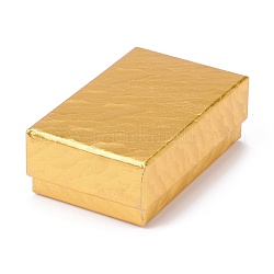 Caja de regalo de cartón cajas de joyería, para el collar, esposas, con esponja negra dentro, Rectángulo, oro, 8.3x5.2x2.9 cm