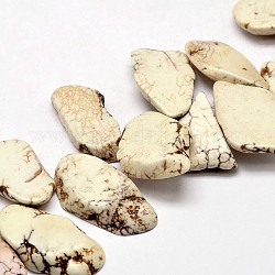 Brins de perles de magnésite naturelle teints, pépites, blanc crème, 18~24x28~36x5~6mm, Trou: 1mm