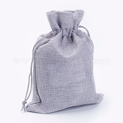 Sacs en polyester imitation toile de jute sacs à cordon, grises , 18x13 cm