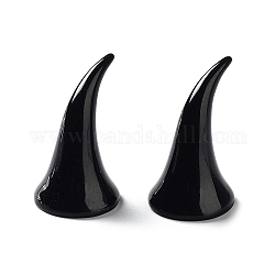 Halloween 3D Devil Horns Opaque Resin Cabochons, for Halloween Headband Making, Black, 32x19mm