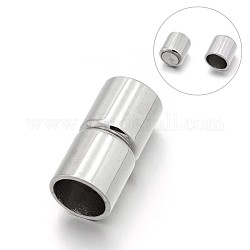 Smooth 304 Stainless Steel Tube Magnetic Clasps with Glue-in Ends, Stainless Steel Color, 20x10mm, Hole: 8mm