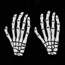 Halloween Skelett Hände Knochen Haarspangen, Alligator-Haarspangen aus Kunststoff und Eisen, weiß, 72x41x6 mm