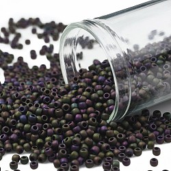 Toho perles de rocaille rondes, Perles de rocaille japonais, (85f) iris métallisé givré violet, 11/0, 2.2mm, Trou: 0.8mm, à propos 1110pcs / bouteille, 10 g / bouteille
